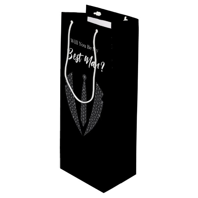 Bouteille Sac de cadeau pour témoin de mariage (Devant Angle)
