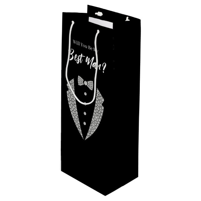 Bouteille Sac de cadeau pour témoin de mariage (Devant Angle)
