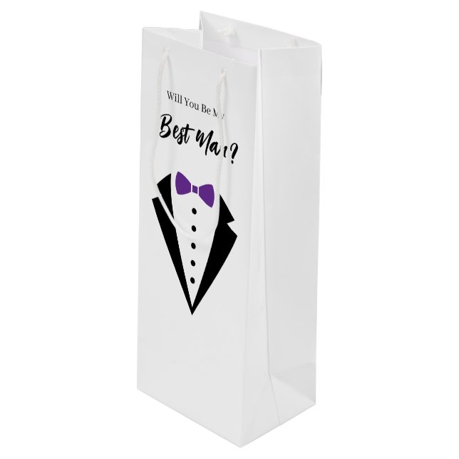 Bouteille Sac de cadeau pour témoin de mariage (Devant Angle)