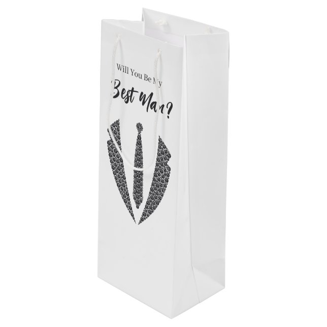 Bouteille Sac de cadeau pour témoin de mariage (Devant Angle)