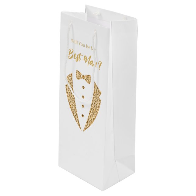 Bouteille Sac de cadeau pour témoin de mariage (Devant Angle)