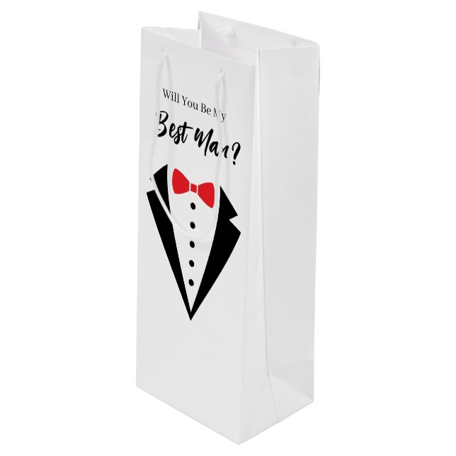 Bouteille Sac de cadeau pour témoin de mariage (Devant Angle)