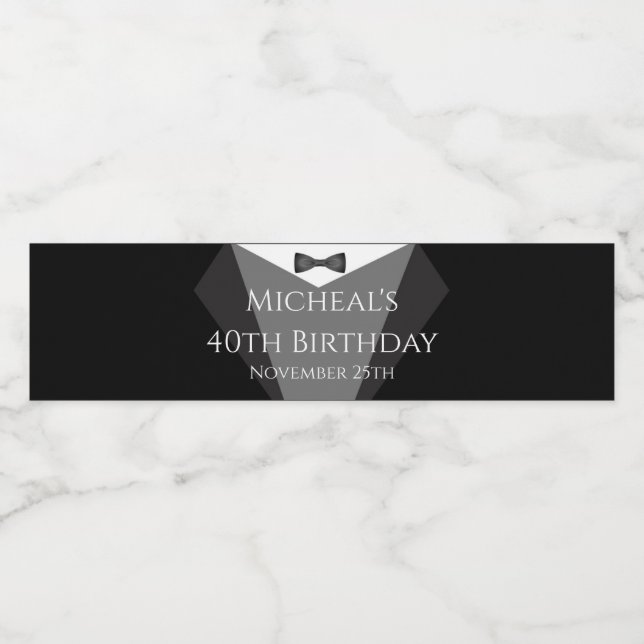 Bouteille Tuxedo étiquette noir argent (Étiquettes simples)