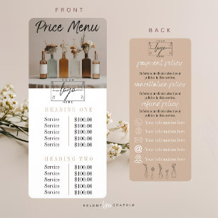 Bouteilles Boho Fleurs Menu Prix & Politique