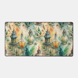 Bouteilles de potion antiques vert ambre botanique