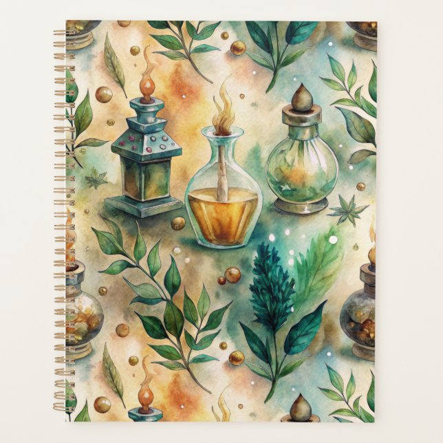 Bouteilles de potion antiques Vert Ambre Botanique (Devant)