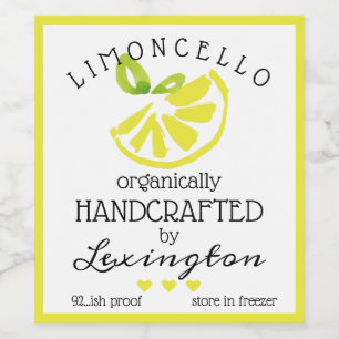 Bouteilles De Vin Aquarelle Limoncello Étiquette Pour Une Bouteille