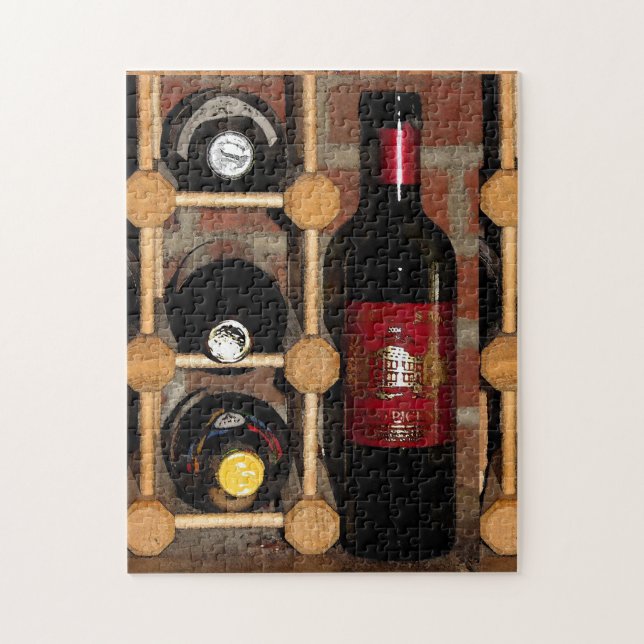 Bouteilles de vin et puzzle rouge de brun de noir (Vertical)
