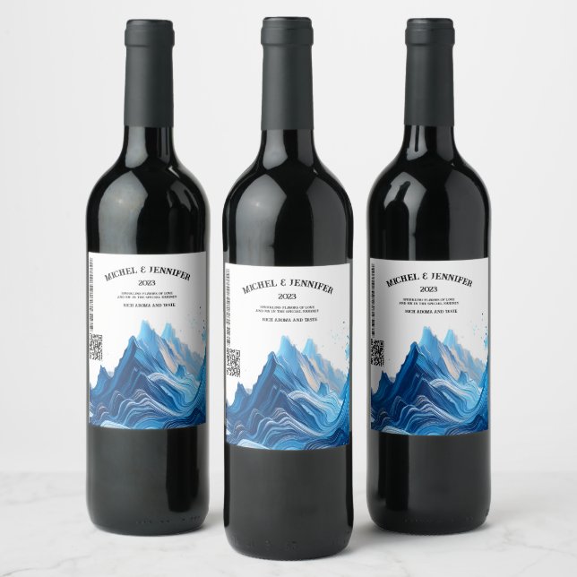 Bouteilles De Vin Étiquette bleu pour Mariage (Bouteilles)