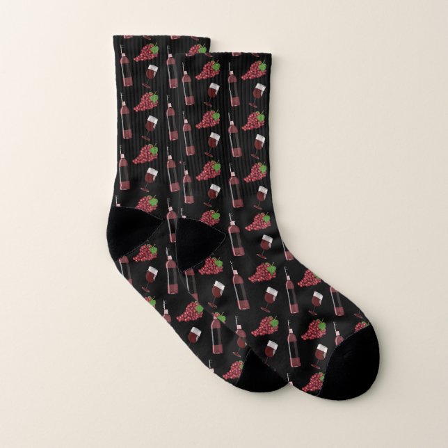 Bouteilles de vin Glasses Raisins Chaussettes à mo (Paire)