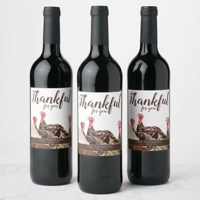 Bouteilles De Vin 'Merci pour vous' Thanksgiving Wine Étiquette (Bouteilles)