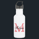 Bouteilles d'eau décorées d'un monogramme<br><div class="desc">Bouteilles d'eau décorées d'un monogramme personnalisées de mariage. Lettre initiale nommée vintage avec la typographie élégante de calligraphie de manuscrit pour le nom. Conception décorée d'un monogramme chique pour la douche nuptiale chic de pays rustique ou la partie de réception élégante de mariage. Personalizable avec le nom, la citation ou...</div>