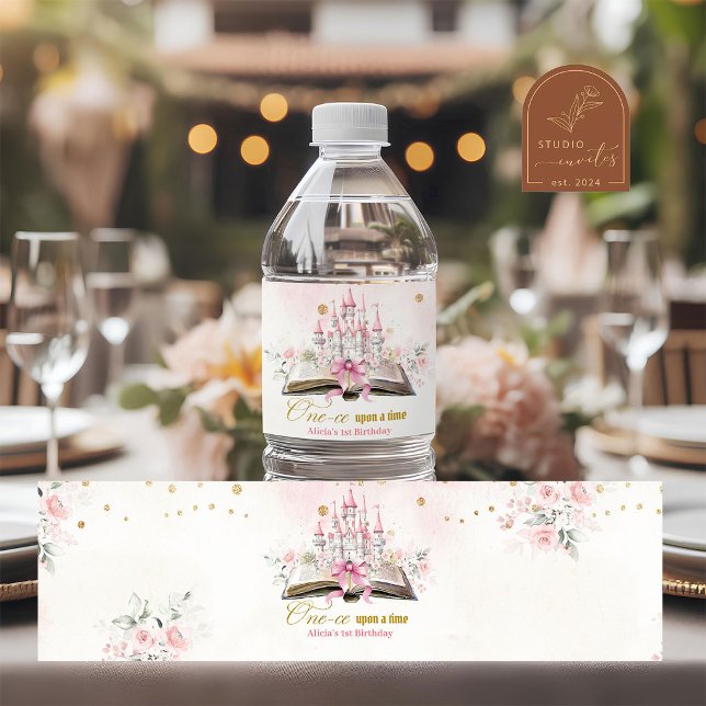 Bouteilles D'eau Étiquette de bouteille pour 1er anniversaire Blush (Créateur téléchargé)