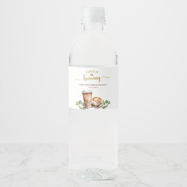 Bouteilles D'eau Étiquette de bouteille pour douche de mariée Coffe (Devant)