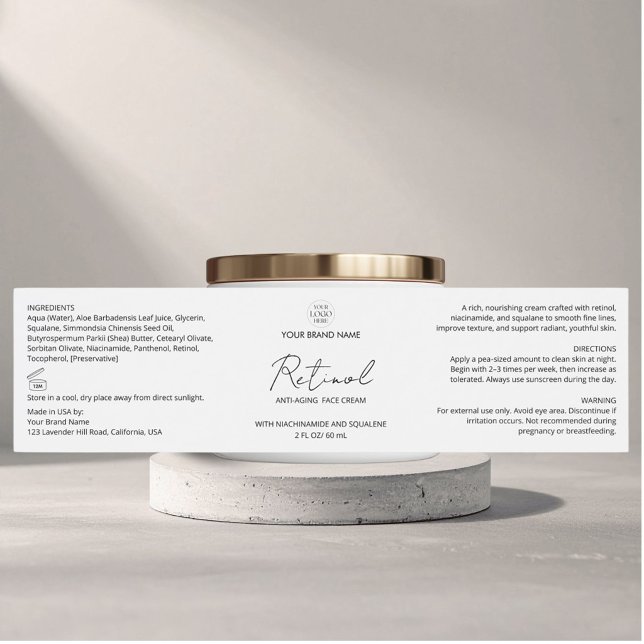 Bouteilles D'eau Étiquette de pot de crème pour le visage avec logo (Créateur téléchargé)