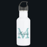 Bouteilles d'eau mariage monogramme personnalisées<br><div class="desc">Bouteilles d'eau mariage monogramme personnalisées. lettre initiale de nom vintage avec typographie de calligraphie de script stylisée pour nom. Design monogrammé élégant pour la campagne rustique chic douche nuptiale ou soirée de mariage élégante. Personnalisable avec nom, citation ou titre. Faites le votre pour que la mariée soit mariée et l'entourage...</div>
