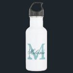 Bouteilles d'eau mariage monogramme personnalisées<br><div class="desc">Bouteilles d'eau mariage monogramme personnalisées. lettre initiale de nom vintage avec typographie de calligraphie de script stylisée pour nom. Design monogrammé élégant pour la campagne rustique chic douche nuptiale ou soirée de mariage élégante. Personnalisable avec nom, citation ou titre. Faites votre propre pour que la mariée soit mariée et l'entourage...</div>