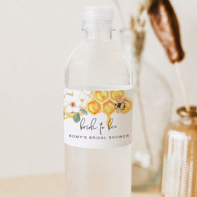 Bouteilles D'eau ROMY Rustique Étiquette pour Mariage avec Abeille  (Créateur téléchargé)