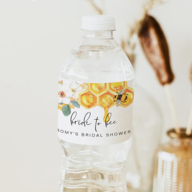Bouteilles D'eau ROMY Rustique Étiquette pour Mariage avec Abeille  (Créateur téléchargé)