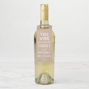 Bouteilles Étiquettes de vin humoristiques pour Thanksgiving