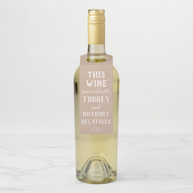 Bouteilles Étiquettes de vin humoristiques pour Thanksgiving (Sur bouteille)