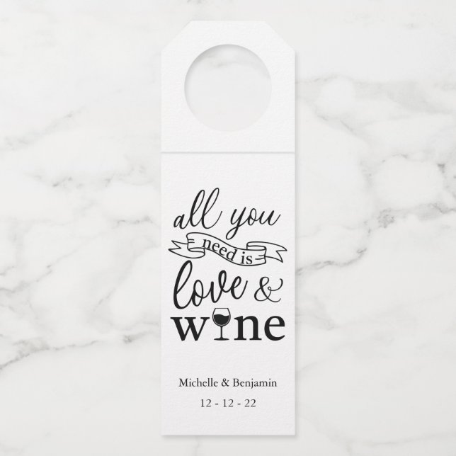 Bouteilles Étiquettes pendues pour l'amour et le vin, étiquet (Devant)