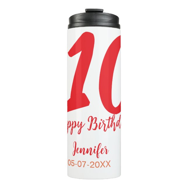 Bouteilles Isothermes 10e anniversaire ajouter nom date année rouge modè (Devant)