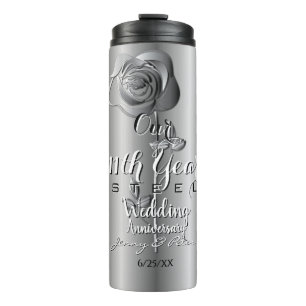 Bouteilles Isothermes 11e anniversaire de mariage Rose en acier