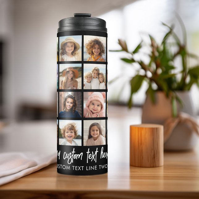 Bouteilles Isothermes 24 Collage Photo - 4 Lignes 6 Colonnes - Nom du sc (Personalized Thermal Tumbler - Add Photos, Text - Customize Completely in the Advanced Design Area)