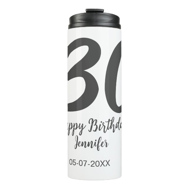 Bouteilles Isothermes 30e anniversaire ajouter nom date année noir modèl (Devant)