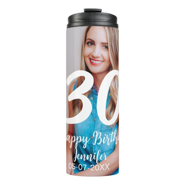 Bouteilles Isothermes 30e anniversaire ajouter nom date année photo blan (Devant)