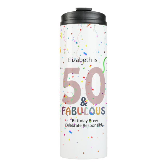 Bouteilles Isothermes 50 & Fabuleux Confetti rose personnalisé Anniversa (Devant)