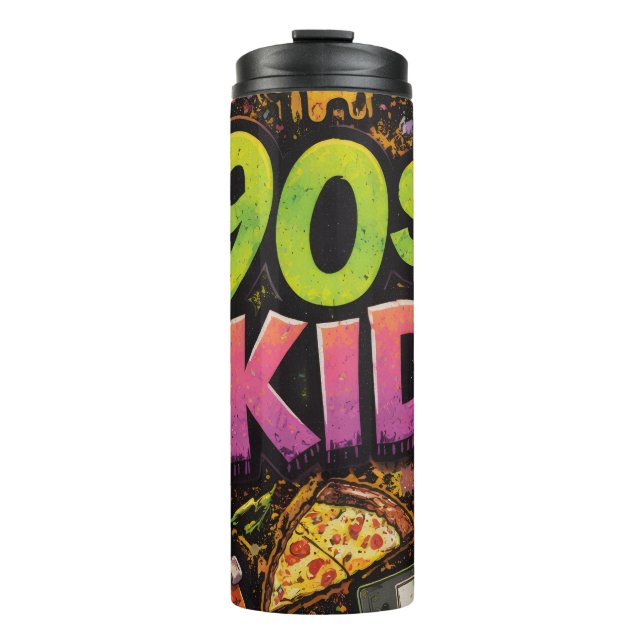 Bouteilles Isothermes 90s Kids Retro Pizza Smiley Face Flower Design (Devant)