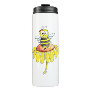 Bouteilles Isothermes Abeille blanche mignonne sur une fleur