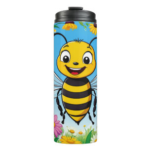Bouteilles Isothermes Abeille de dessin animé fleurs colorées