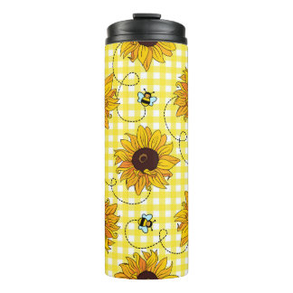 Bouteilles Isothermes Abeilles mignonnes et tournesols sur un arrière -
