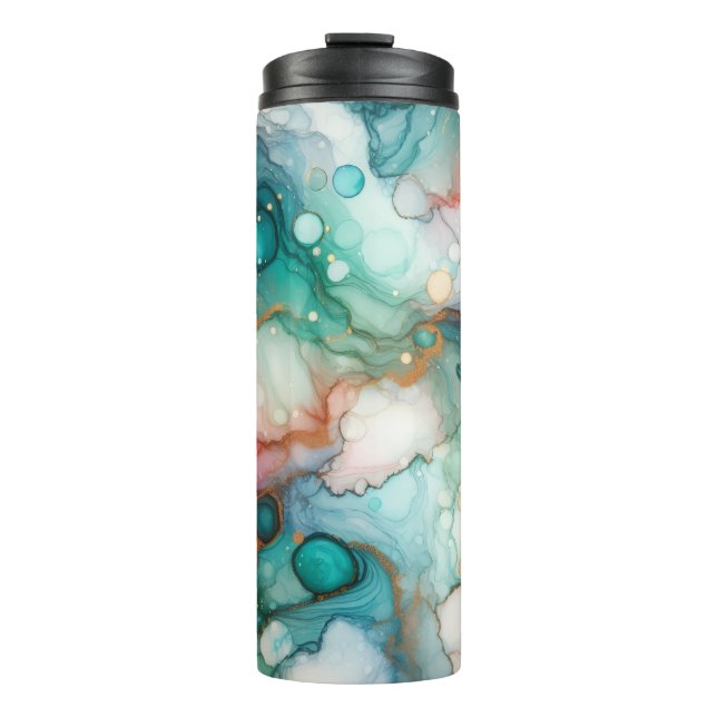 Bouteilles Isothermes Abstract in Pink, Teal, Blue, and Gold (Devant)