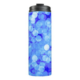 Bouteilles Isothermes Abstrait bleu clair bokeh. Bac bleu classique