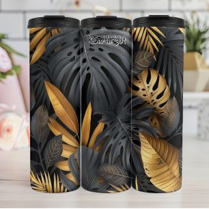 Bouteilles Isothermes Abstrait Botanique Noir et Or