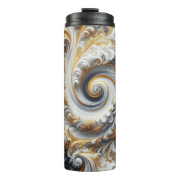 Bouteilles Isothermes Abstrait Moderne Tourbillonnant Or, Noir et Blanc 