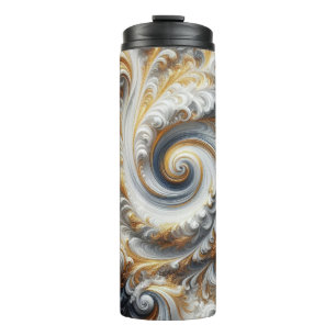 Bouteilles Isothermes Abstrait Moderne Tourbillonnant Or, Noir et Blanc 