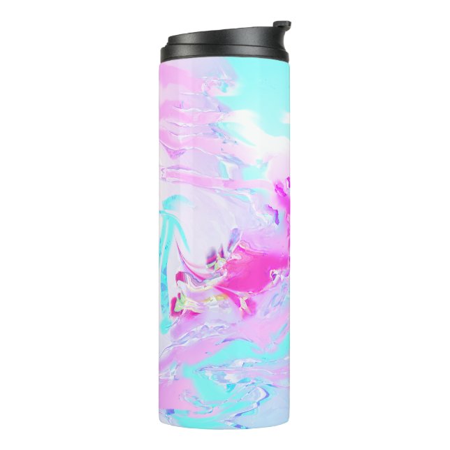 Bouteilles Isothermes Abstrait rose et bleu ondulé (Tourné sur la gauche)