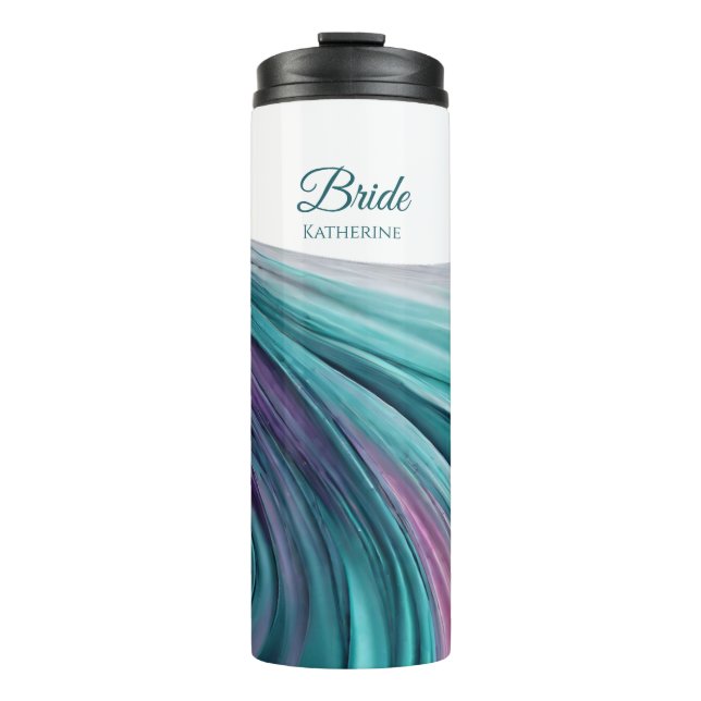Bouteilles Isothermes Abstrait-violet moderne et Turquoise-mariée- (Devant)