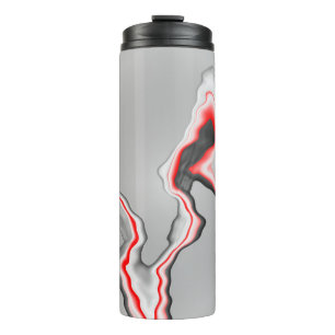 Bouteilles Isothermes Abstraite vague rouge noir et blanc, motif de zigz