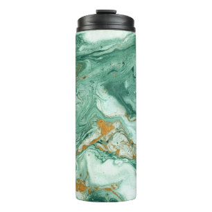 Bouteilles Isothermes Acrylique vert doré : art de la texture marbré.
