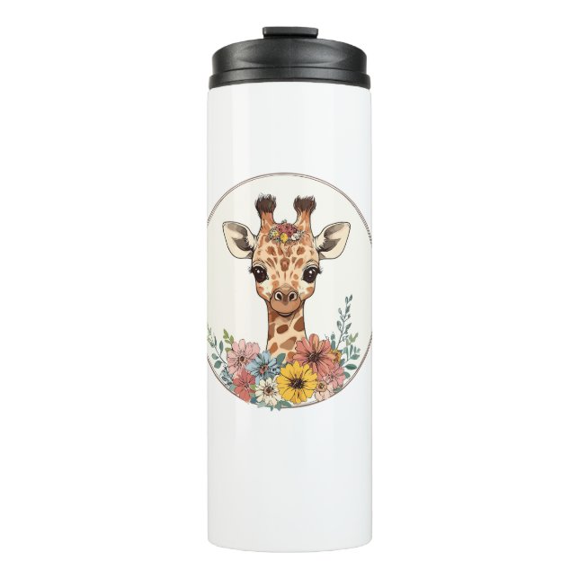 Bouteilles Isothermes Adorable Giraffe Aux Fleurs (Devant)