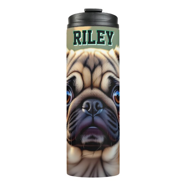 Bouteilles Isothermes Adorable Pug Close up | Cute Dog Personalized (Devant)