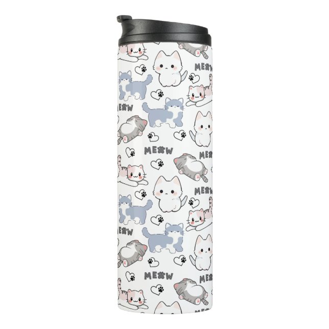 Bouteilles Isothermes Adorables chatons dodus et cœurs Meow (Tourné sur la droite)