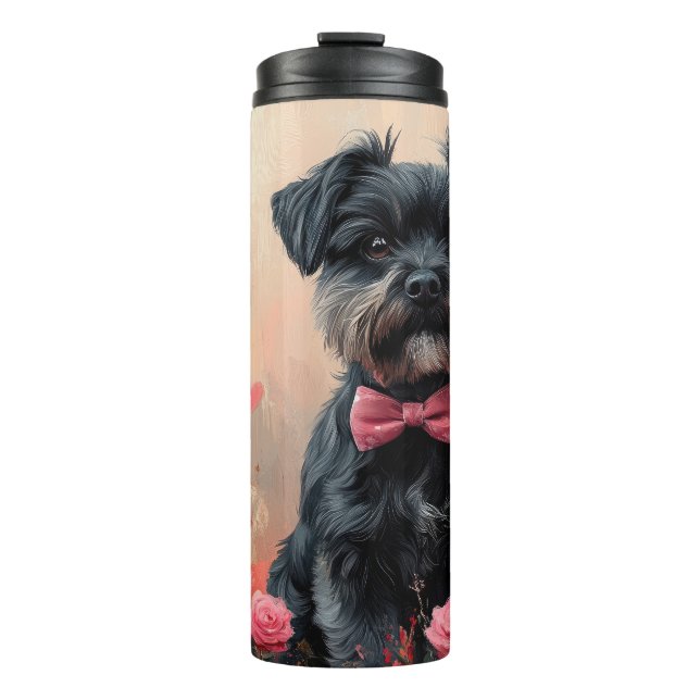 Bouteilles Isothermes Affenpinscher avec Rose - Saint Valentin (Devant)