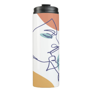 Bouteilles Isothermes affiche de dessin au trait de femme buvant du café